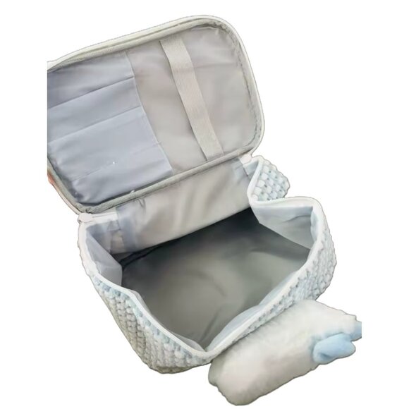 New Hello Kitty Blue Checkered Makeup Bag – Cute Travel Cosmetic Organizer - Picture 2 of 2